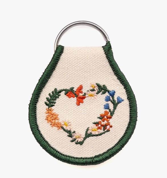 Patch Keychain - Floral Wreath Heart