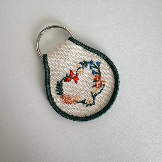 Patch Keychain - Floral Wreath Heart